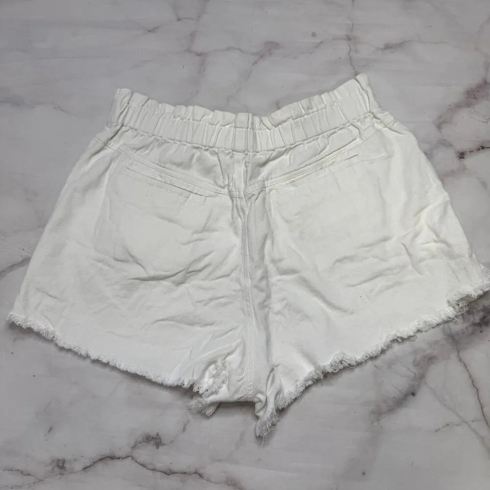 SEA New York White Cream Nyla Twill Shorts Size 16 Raw Hem Elastic Waist - Image 4