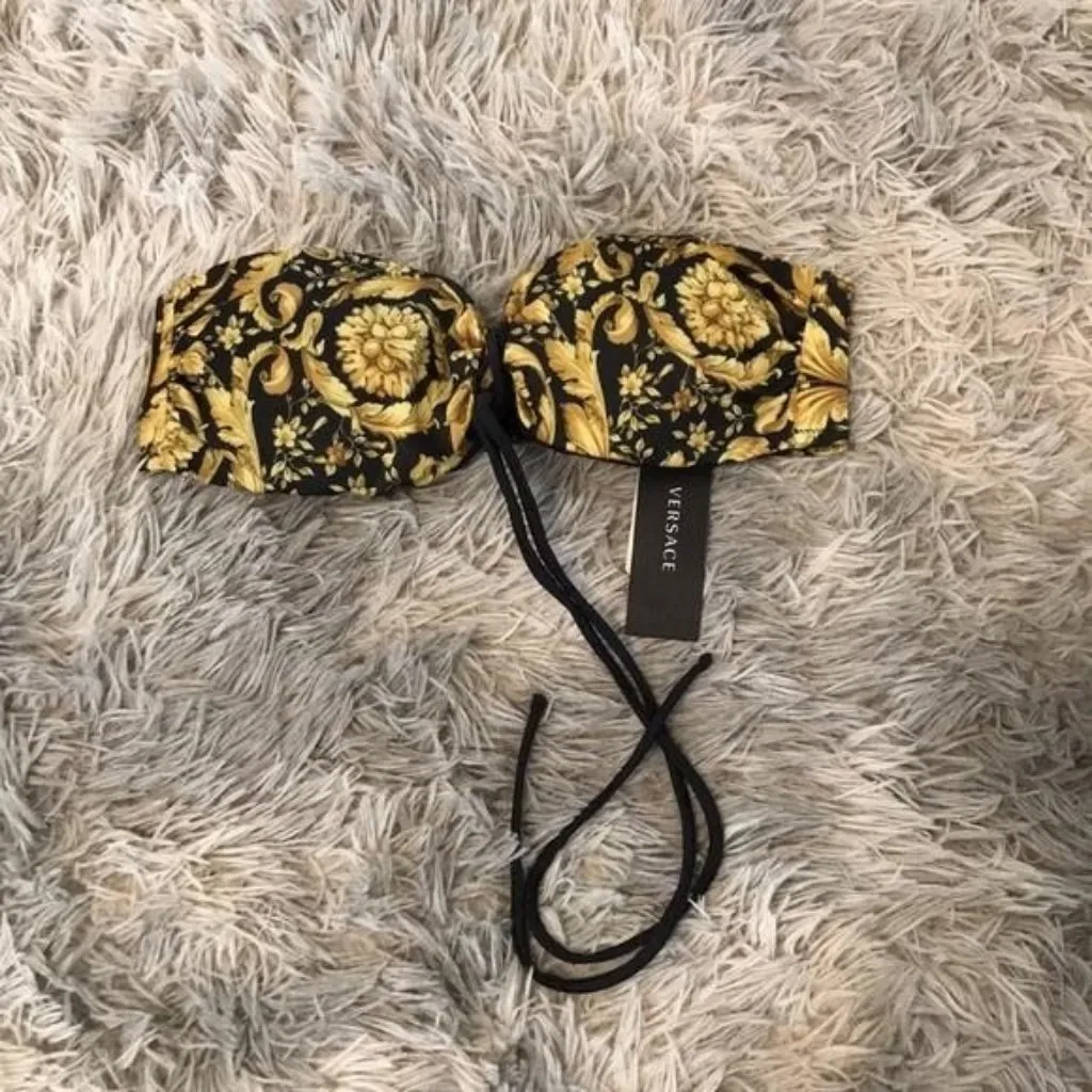 New Authentic Versace Women’s Barocco Printed Bikini Top Size 2 - Image 8