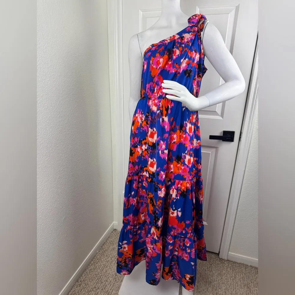 Pretty Garden Floral Maxi Dress in Blue and Red. #107 Size L - Image 2