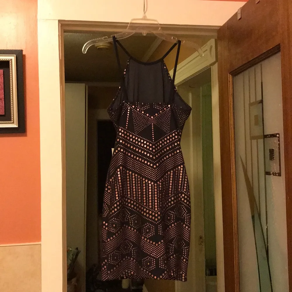 Grey with copper dots spaghetti strap dress - Image 2