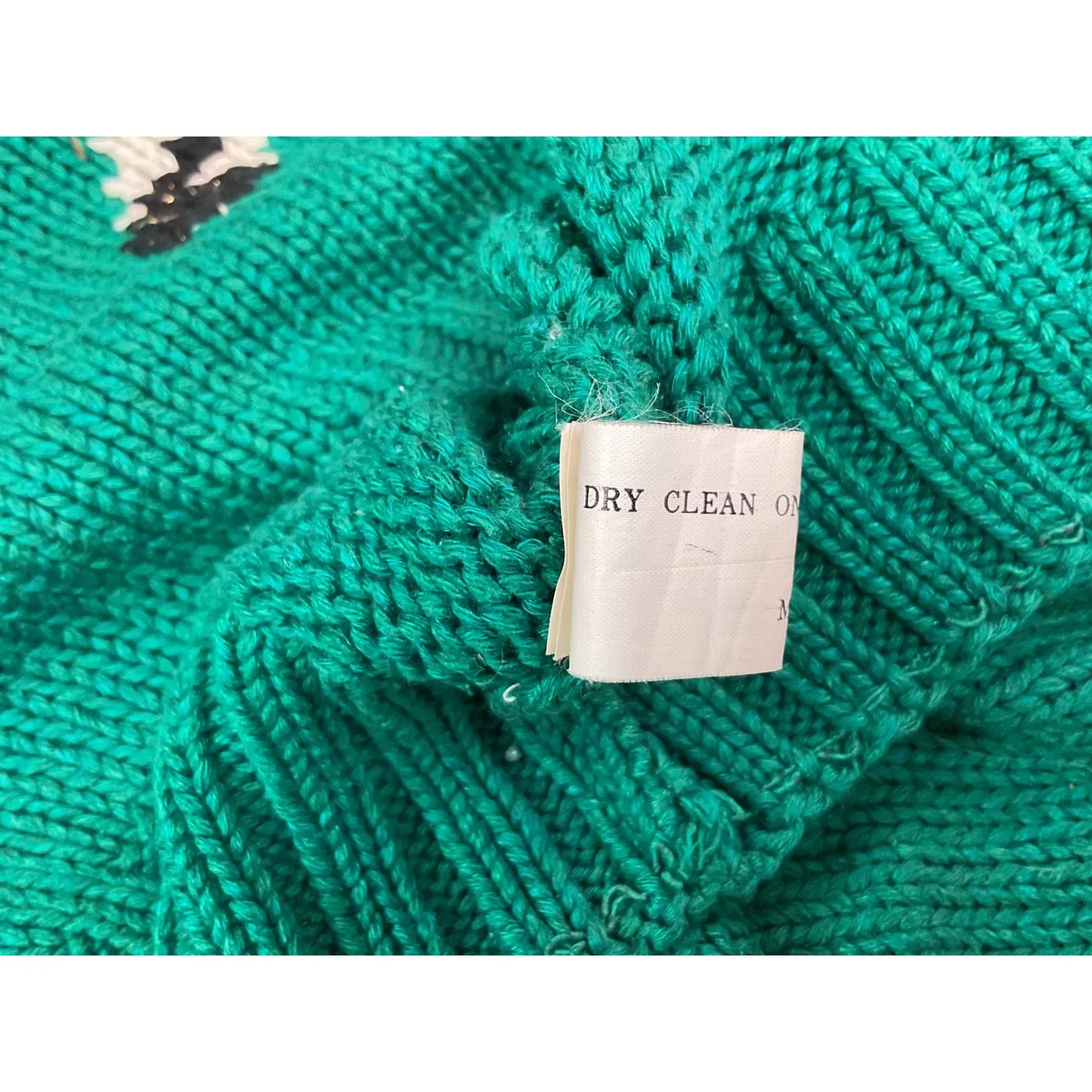 Jantzen Emerald Green Knit Horse Sweater Women's Size L Novelty Acrylic Silk L - Image 5