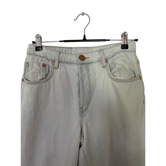 One Teaspoon High Waist Awesome Baggies Distressed Denim Blue Jeans‎ Women 27 - Image 3