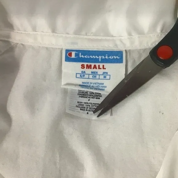 Champion Womens Size Small White Retro‎ Logo Spellout Cropped Windbreaker Jacket - Image 3