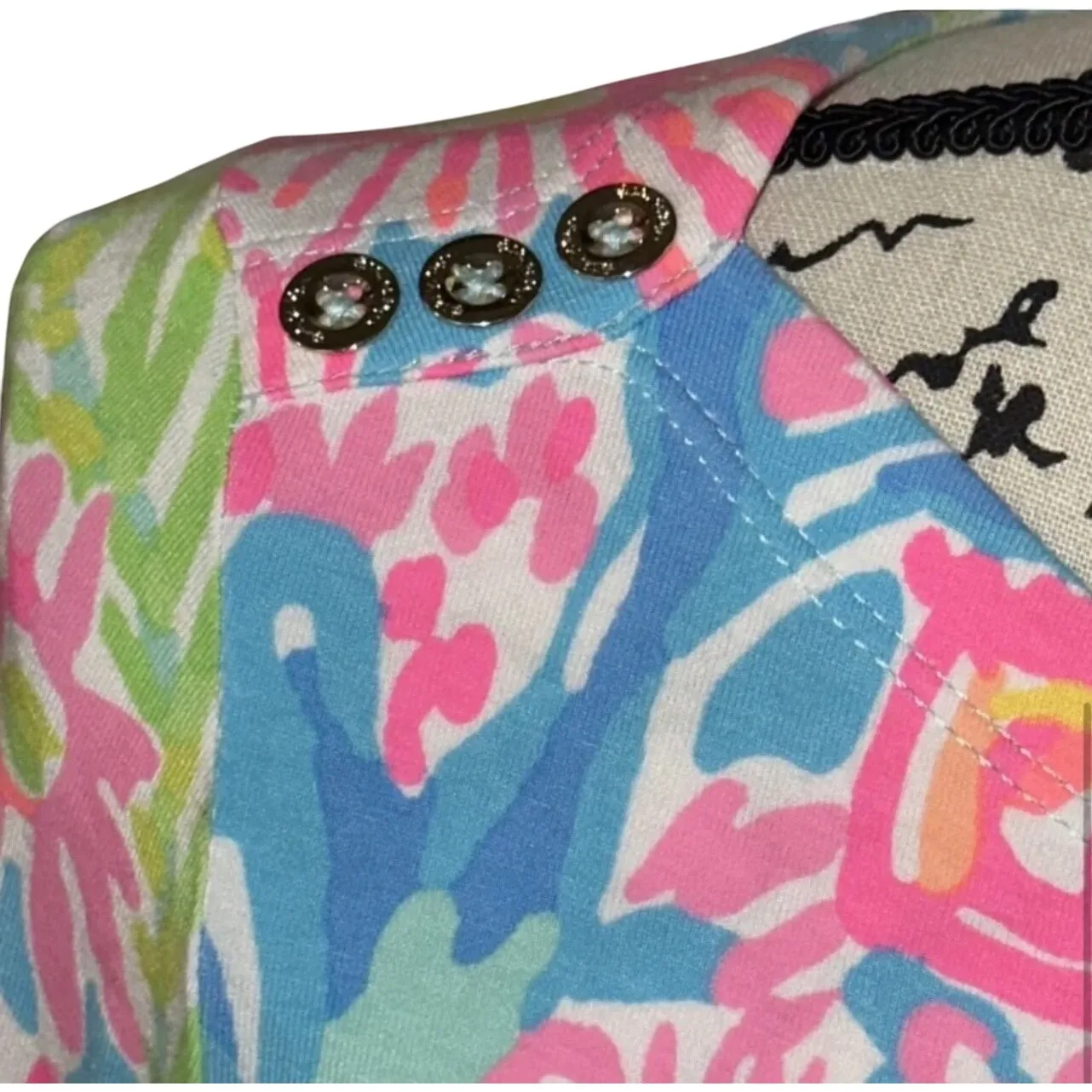 Lilly‎ Pulitzer XS Coral Reef Print 3/4 Sleeve Stretch Knit Sheath Dress - Image 3