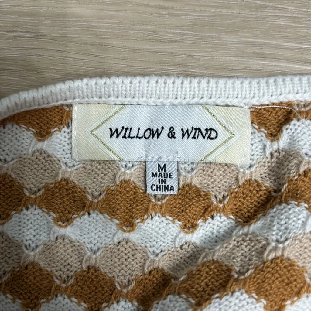 Willow & Wind White and Brown Knit Halter Sweater Size Medium - Image 7