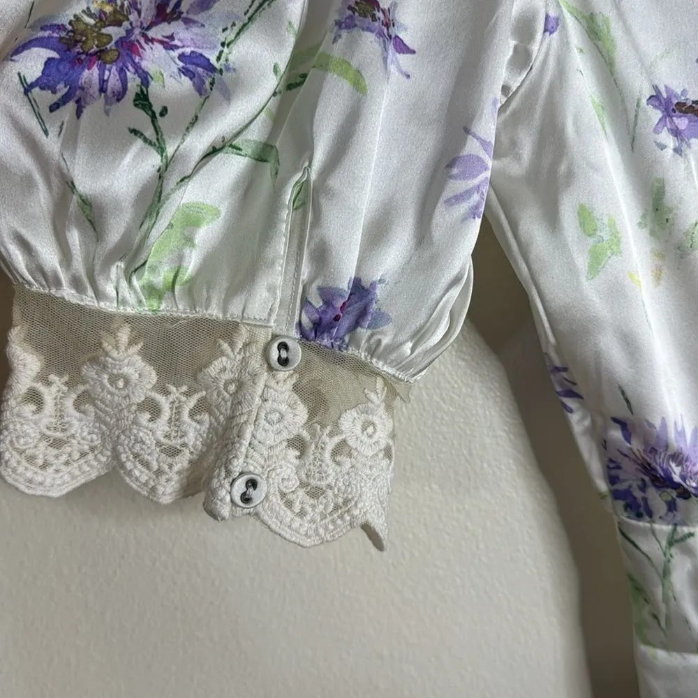 Hope & Ivy Avery floral print satin jumpsuit in lilac size 14 - Image 15