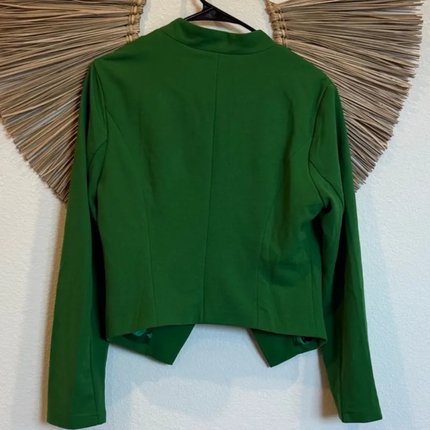 Allegra K Collarless Work Office Business Casual Cropped Blazer green, NWT XL - Image 8