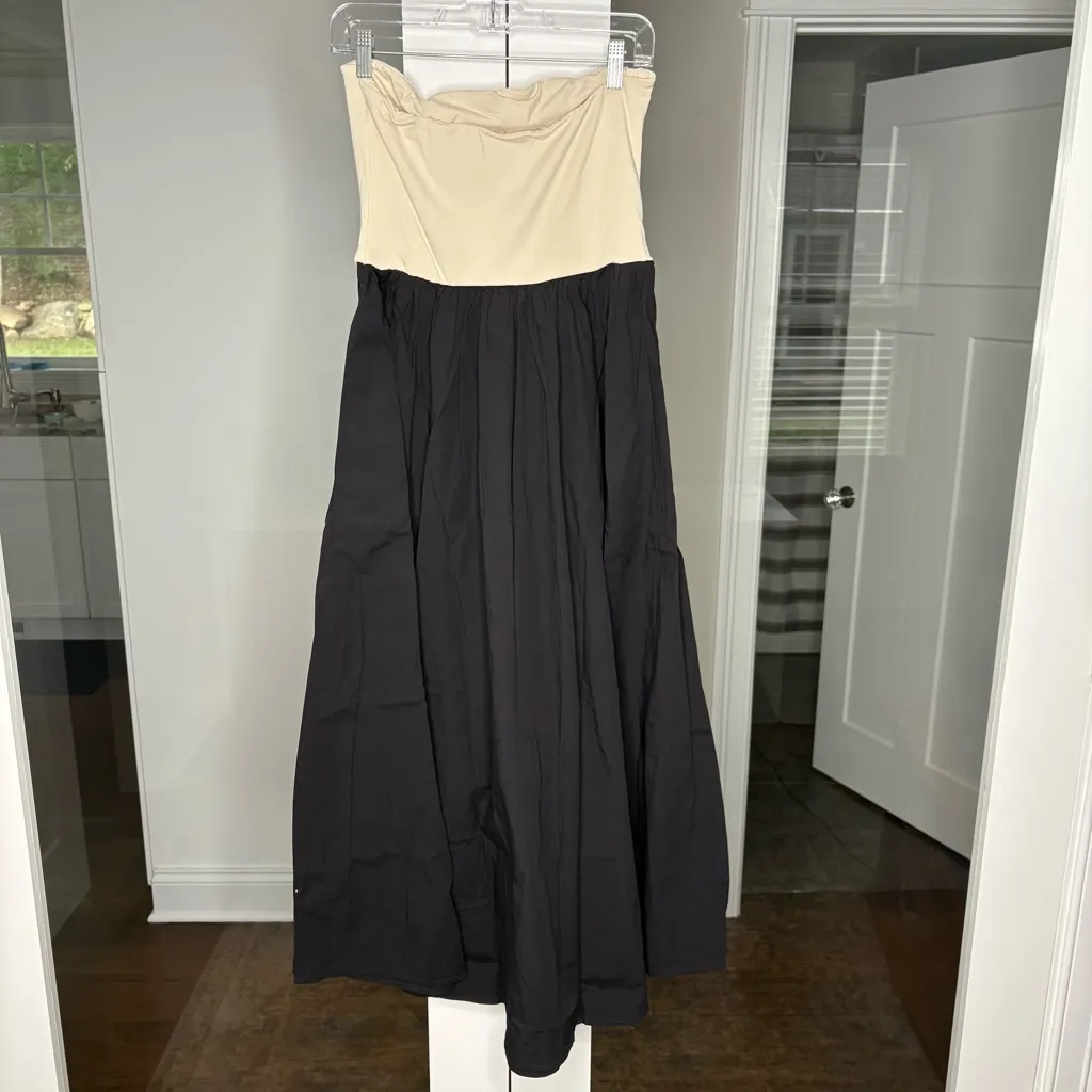 NWT J. Crew Strapless Colorblock Mixy Dress Natural Black - Image 3