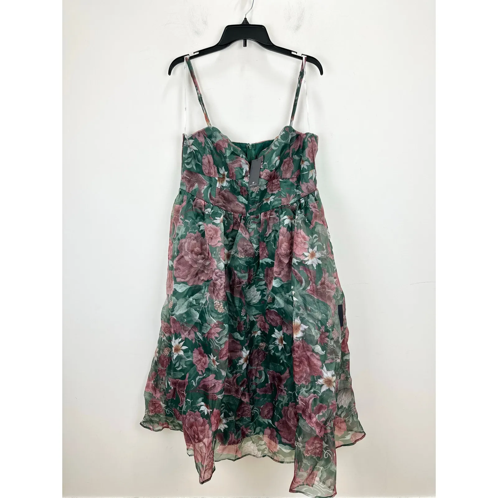 Lulus Cherished Aura Green Floral Organza Bustier Midi Dress Cocktail XXL NWT - Image 5