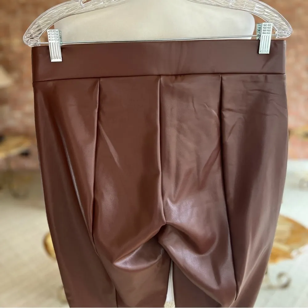 Loft Brown Faux Leather Leggings NWT M - Image 7