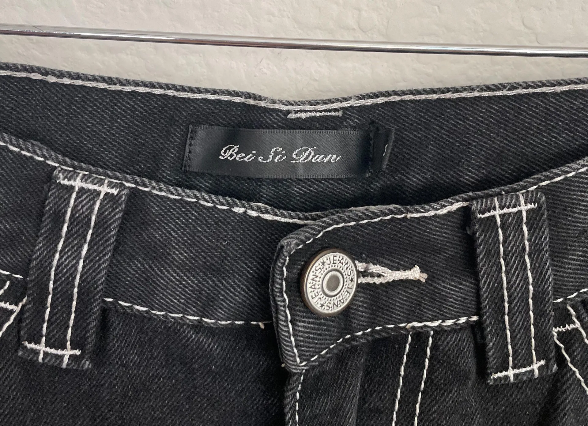 Y2K Black High Waist Straight Leg Cargo Denim Jeans  - Image 11