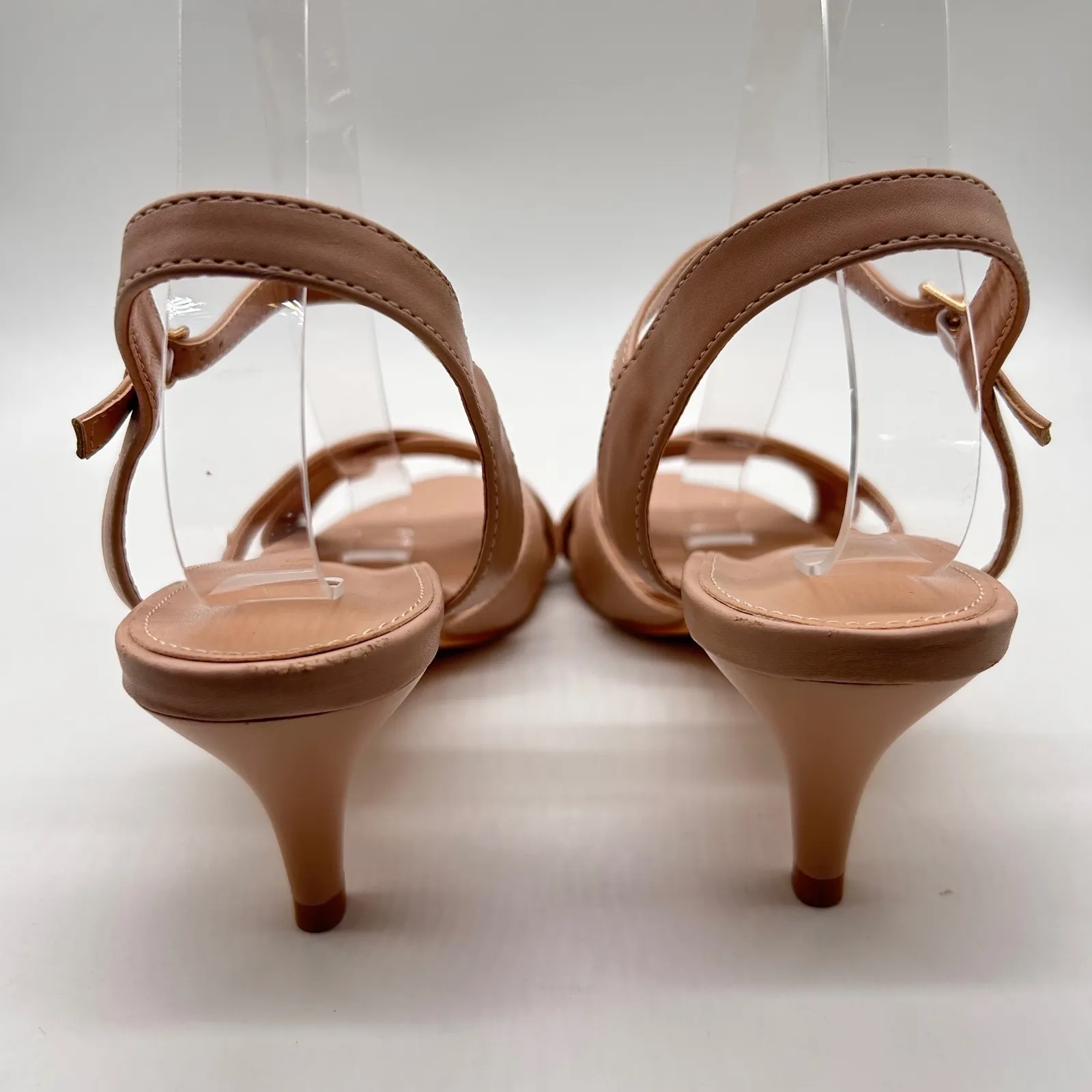 NEW‎ Allegra K Heels Sandals Womens 8.5 Tan Ankle Strap Criss Cross Kitten Heel - Image 6