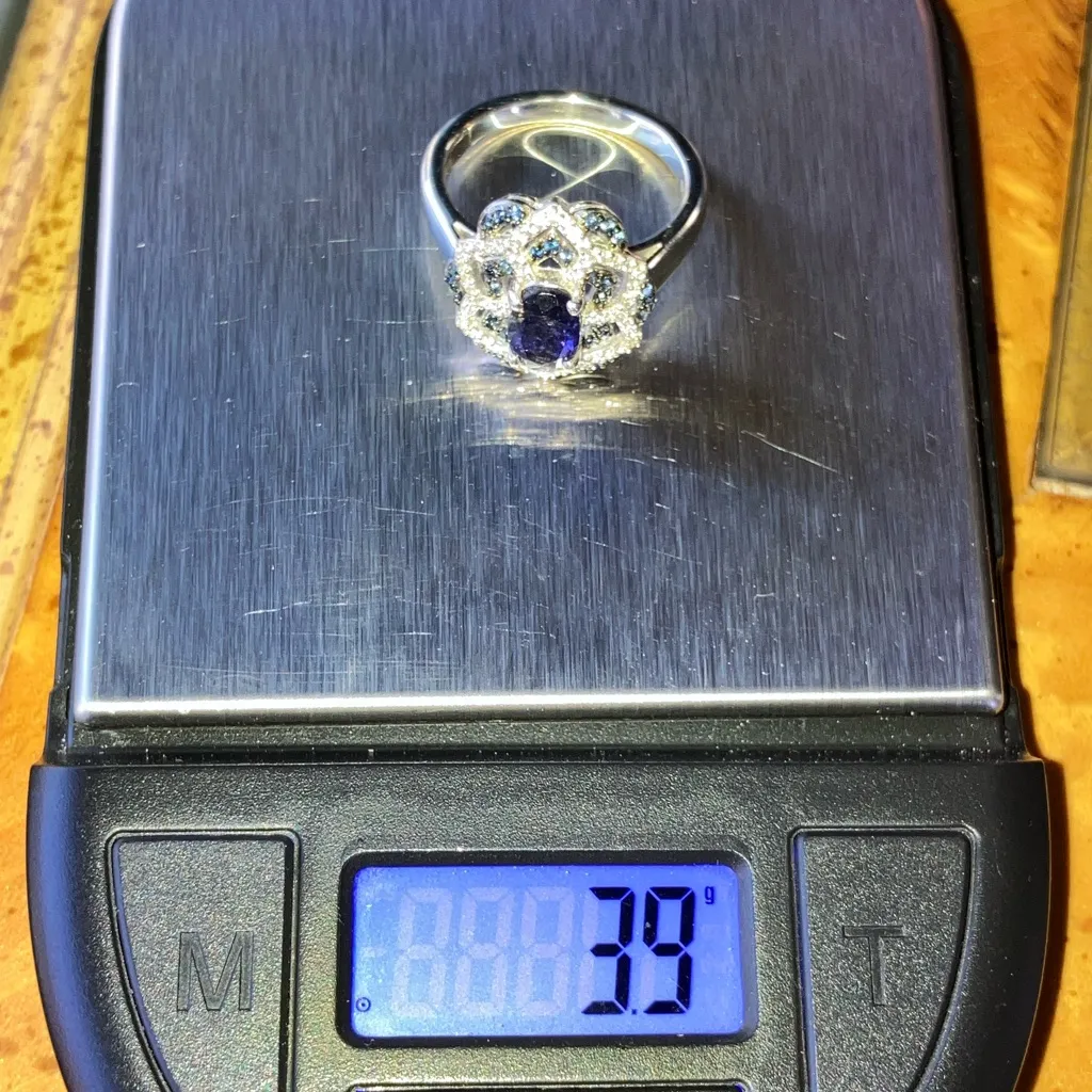 Natural Iolite Blue Sapphire Sterling Silver Ring Size 6 - Image 9