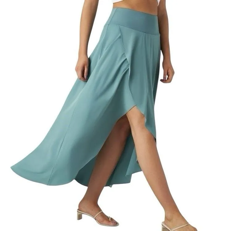 HALARA Womens Breezeful Maxi Skirt M High Waisted High Low Ruffle 2-in-1 Flowy - Image 7