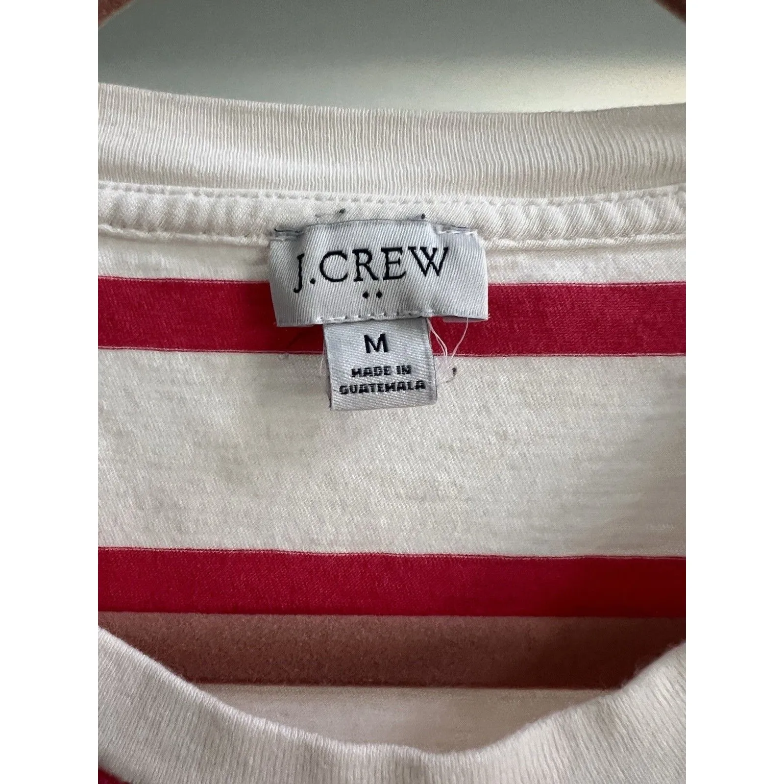 J. Crew Pink White Long Sleeve Cotton Tee Size Medium - Image 2