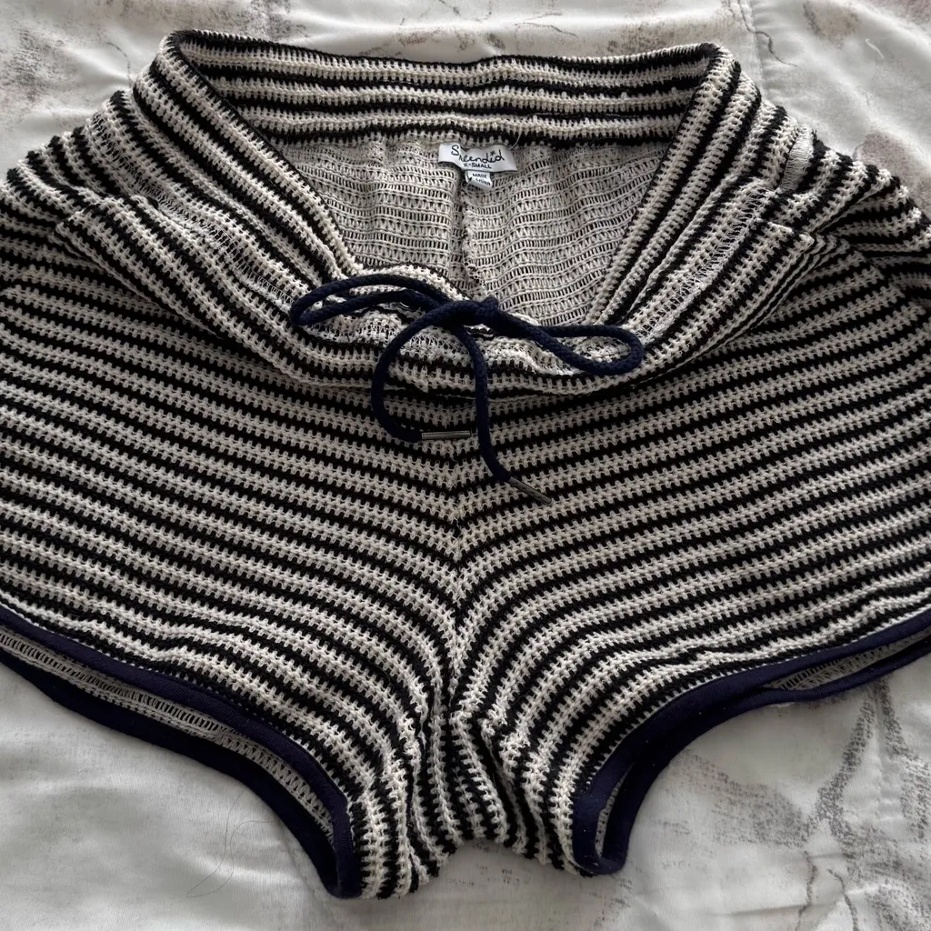 Splendid striped navy blue and white Textured Knit shorts, size XS pockets boho - Image 16
