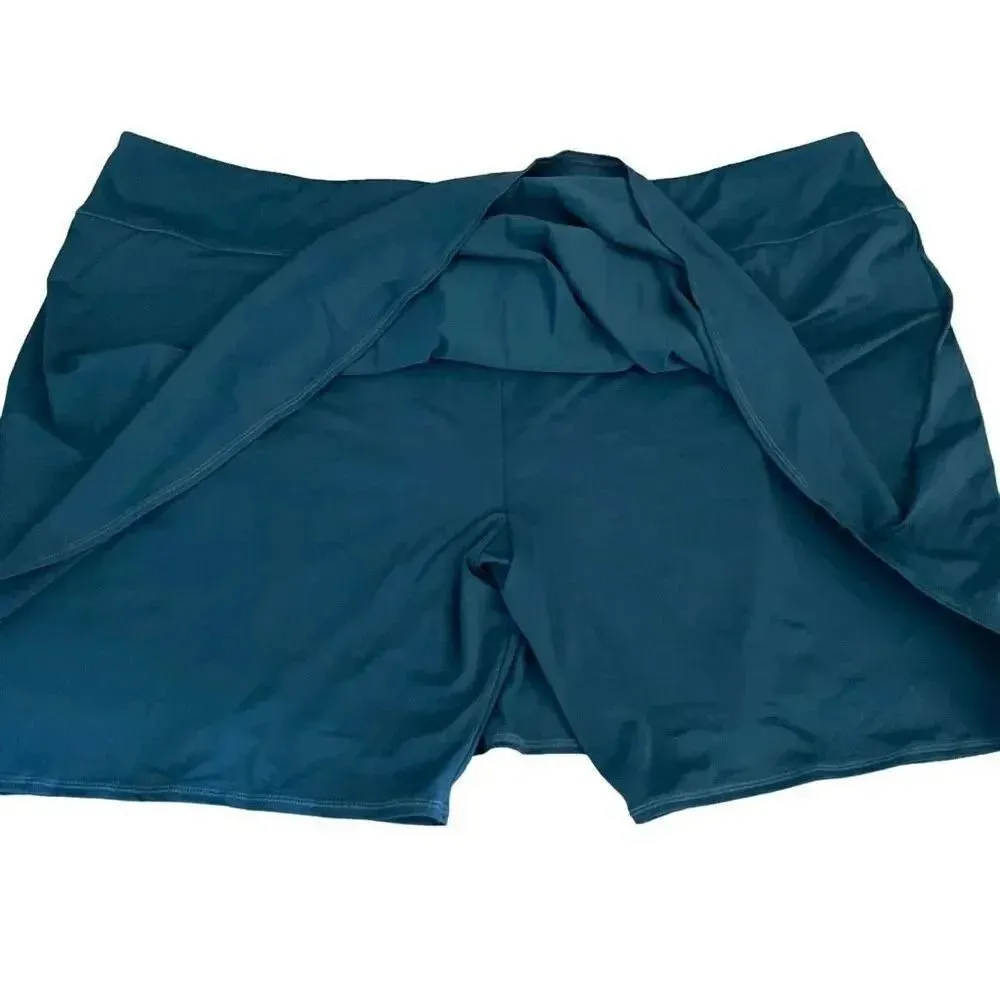 zuda Teal Bermuda Swim Skort Women SZ 4X #1259 Blue - Image 4