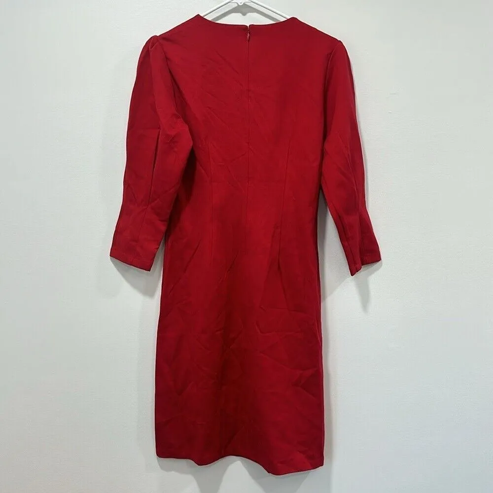J Mclaughlin Womens Ezra Dress‎ Small Red Holiday Stretch Modest 3/4 Sleeve NEW - Image 5
