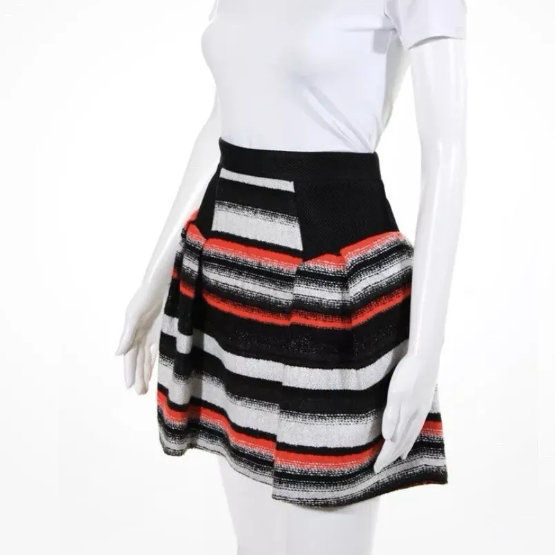 Milly Black White Red Metallic Striped A-Line Mini Skirt – Size 6 - Image 4