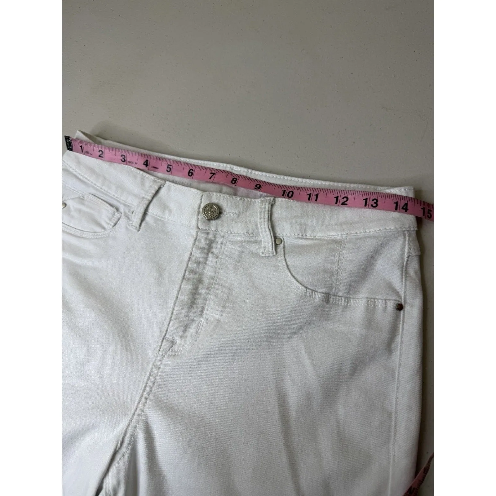 Laurie Felt White Jeans Womens 10P Embroidered Floral Ankle Slim Leg Daisy Denim - Image 5