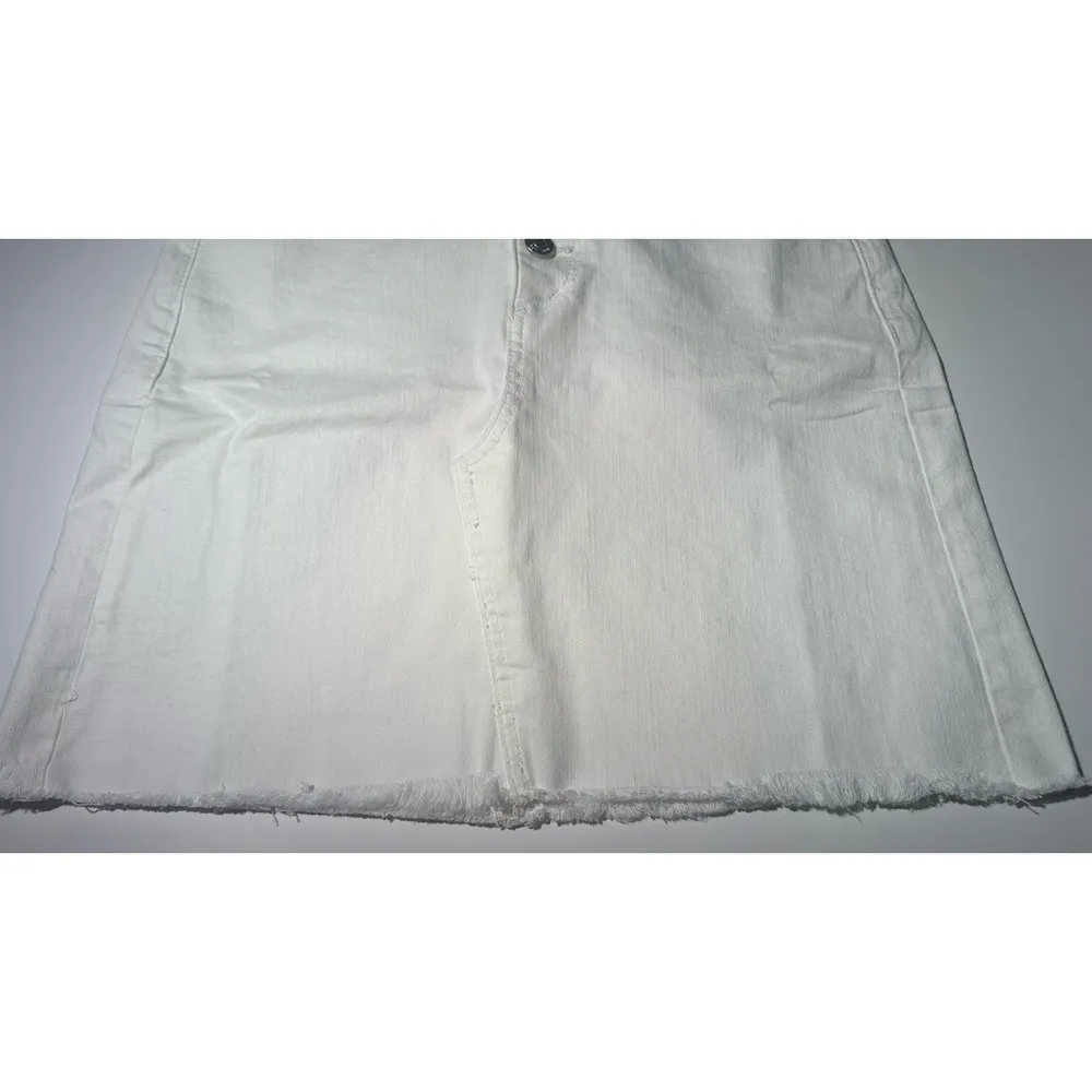 Ann Taylor LOFT Womens White Button Fly Denim Skirt Size 0 - Image 6