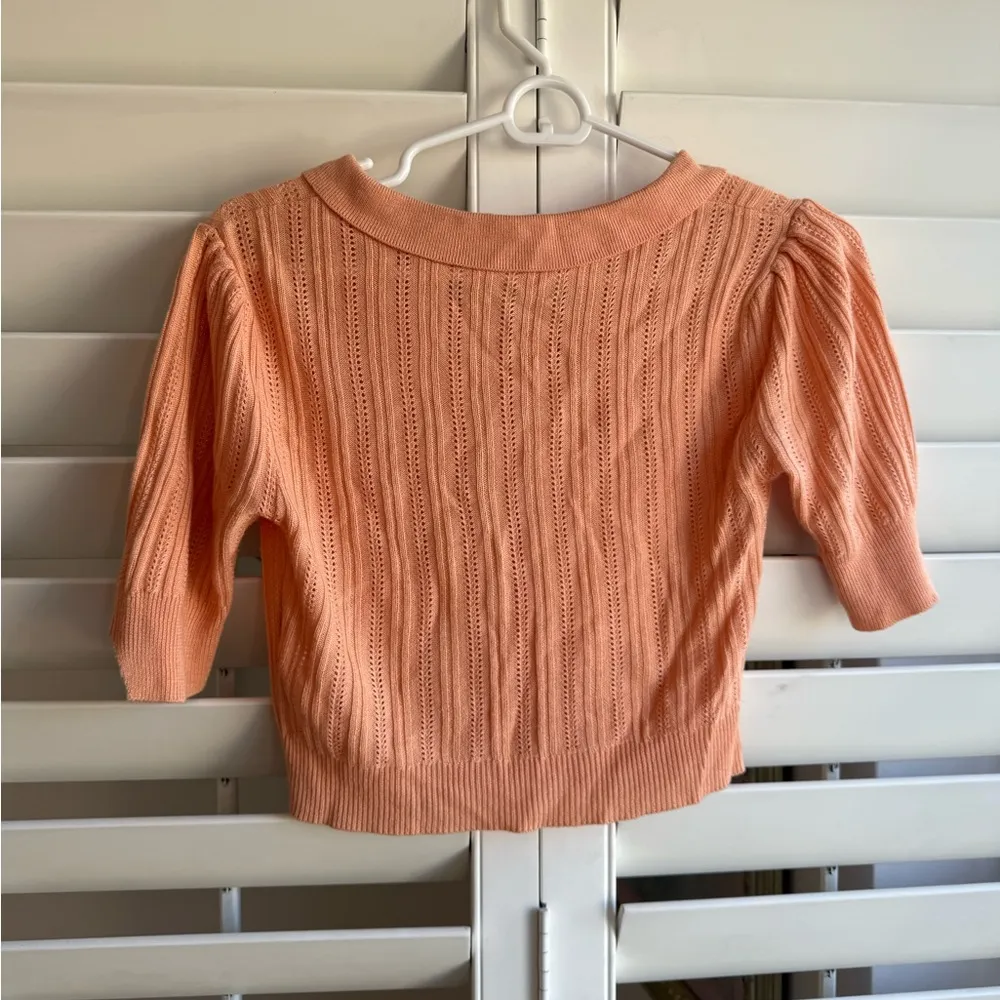 For Love And Lemons Peach Knit Collared Crop Top size M - Image 6