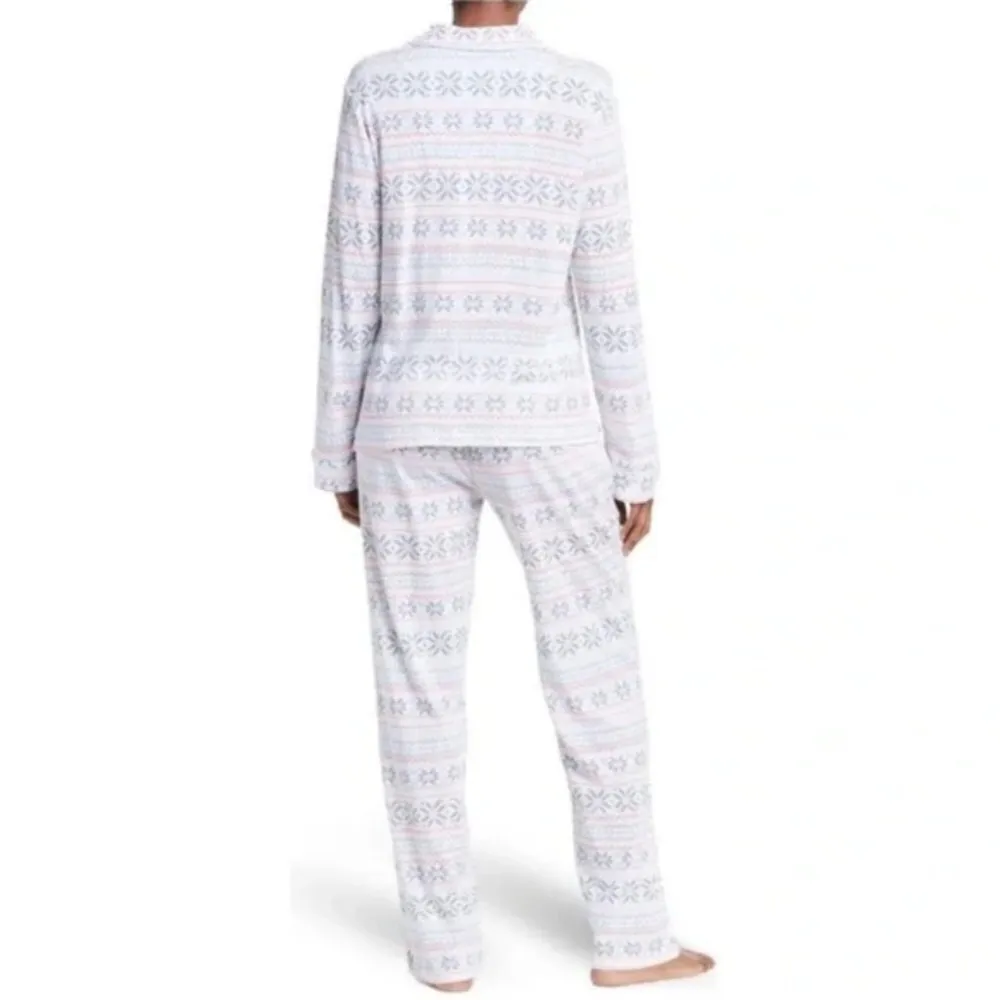 💕PJ SALVAGE💕 Long Sleeve Top & Pants 2-Piece Pajama Set Fair Isle Print L NWT - Image 3