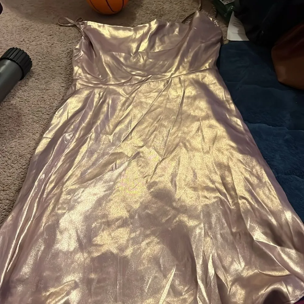 UO Urban Outfitters Future Purple Metallica Shine Cowl Neck Slip Dress Mallory S - Image 13