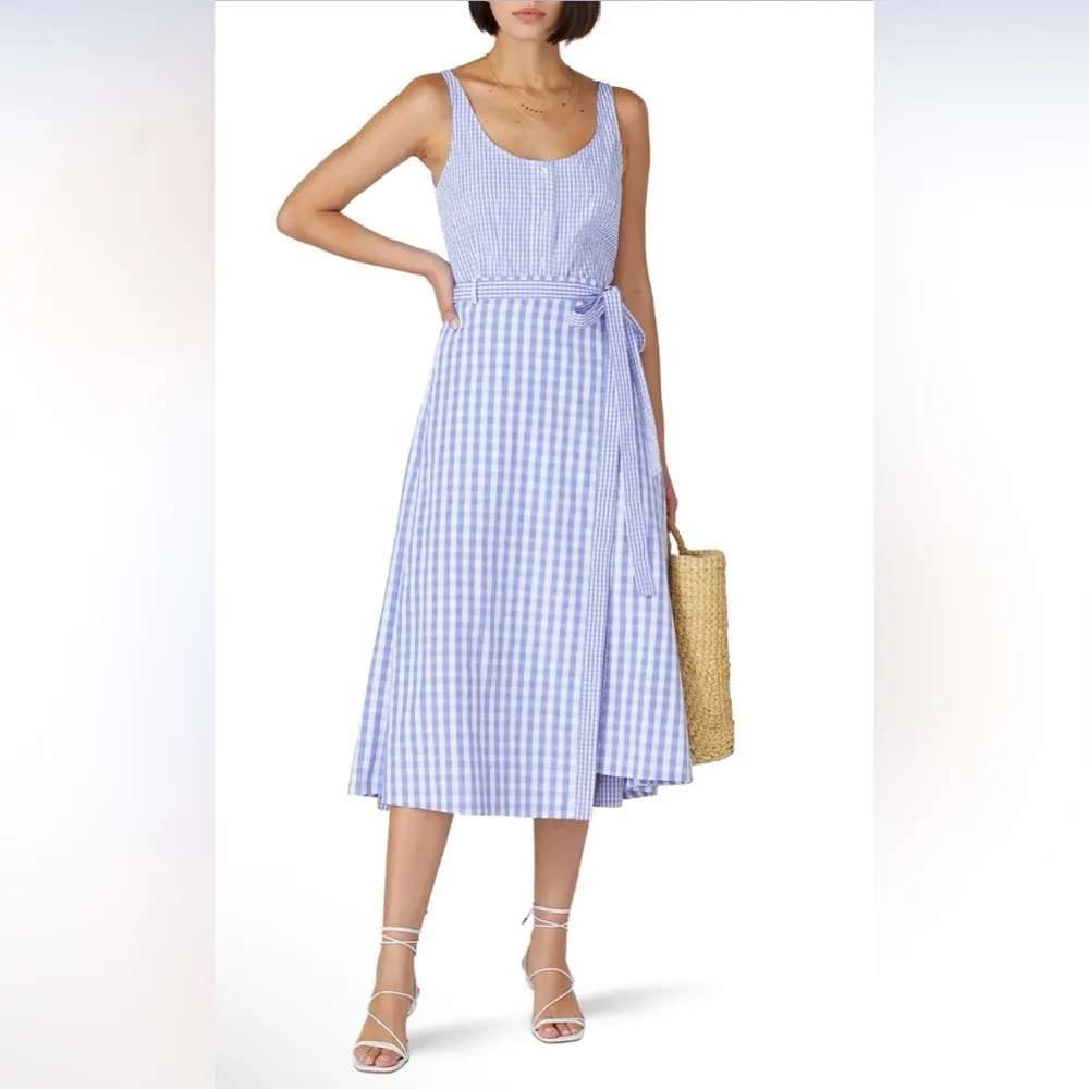 Thakoon Women’s Gingham Wrap Midi Blue Skirt Size 8‎ - Image 11