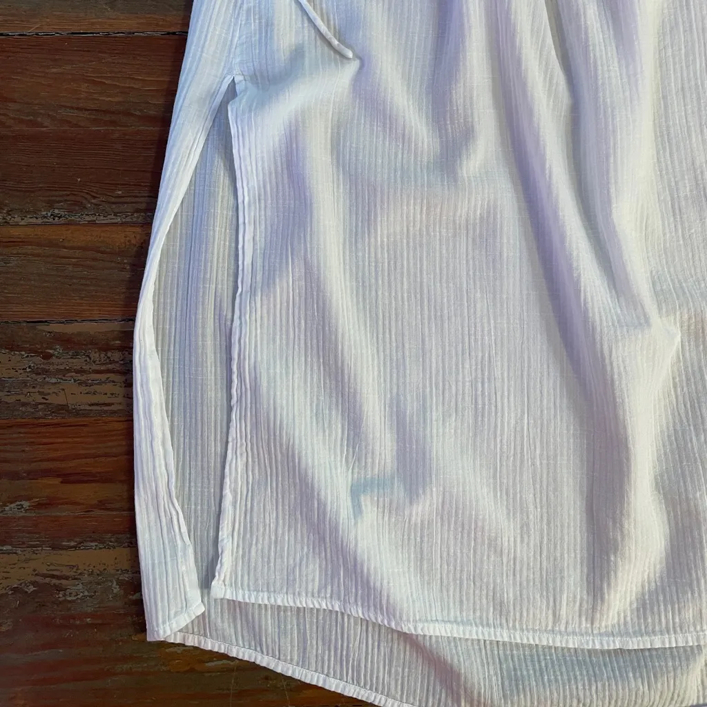 J. Crew White Airy Gauze Tunic Dress Crinkled 100% Cotton Cover Up Sz S 🧡🎀 - Image 10
