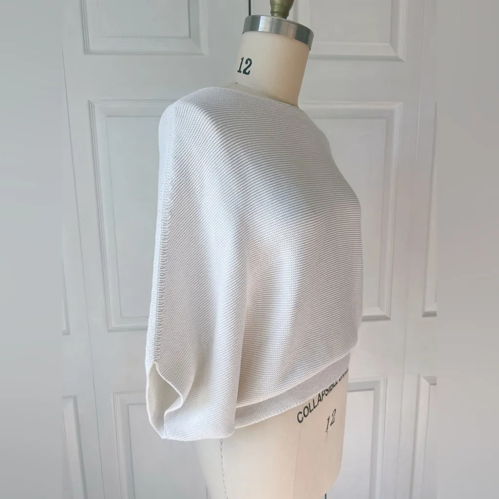 Uniqlo 3D Knit Cotton Dolman 3/4 Sleeve Sweater in Off White - Image 6