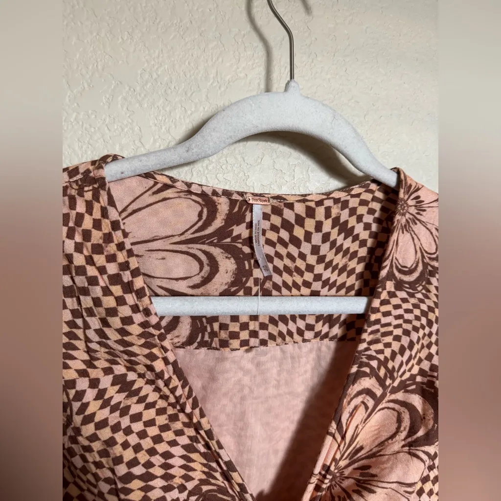 Free People Napa Floral Boho Tie Front‎ Long Sleeve Cottagecore Maxi Dress Sz XS - Image 7