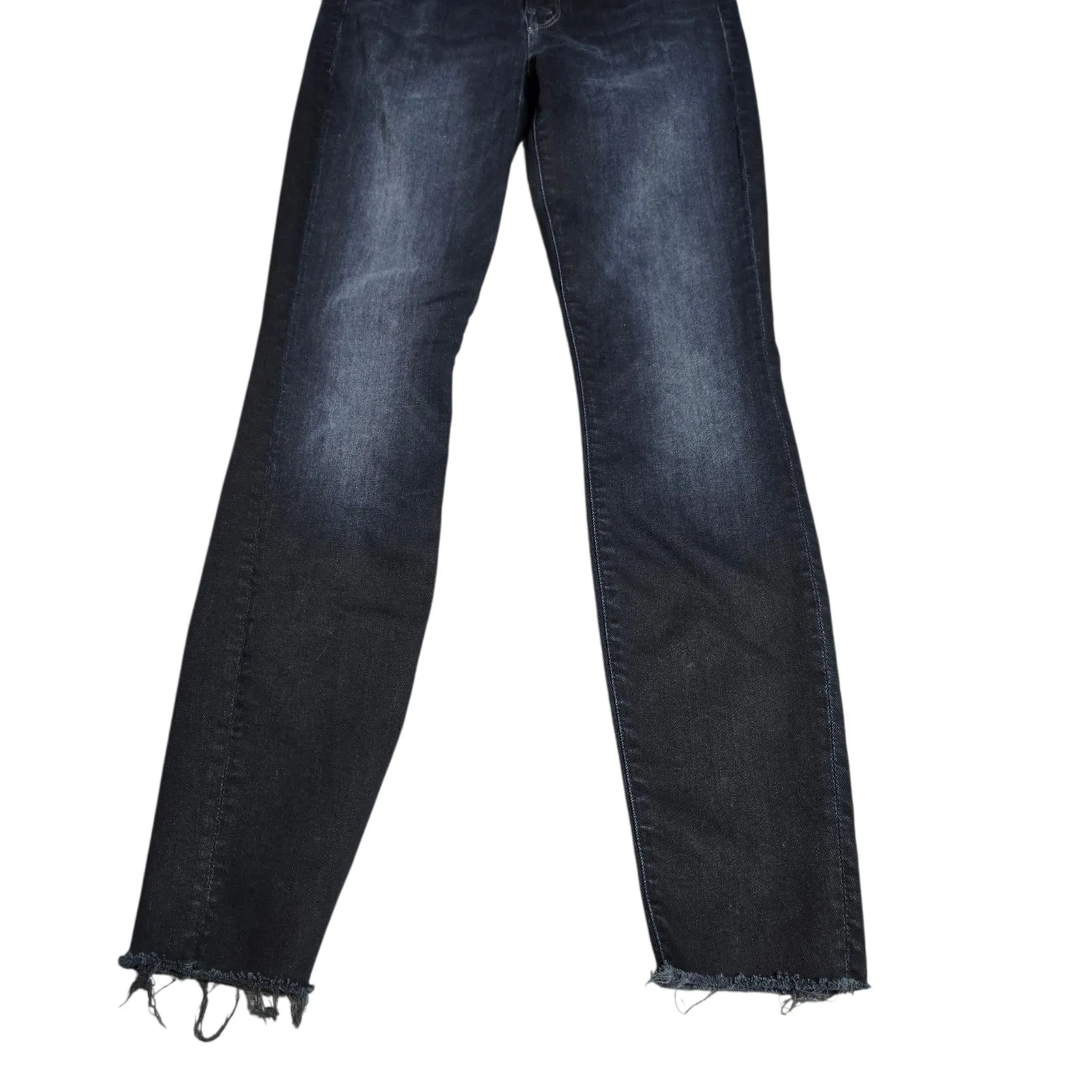 Mother Denim High Waisted Looker Ankle Fray Jeans in Last Call size: 24 Blue - Image 4
