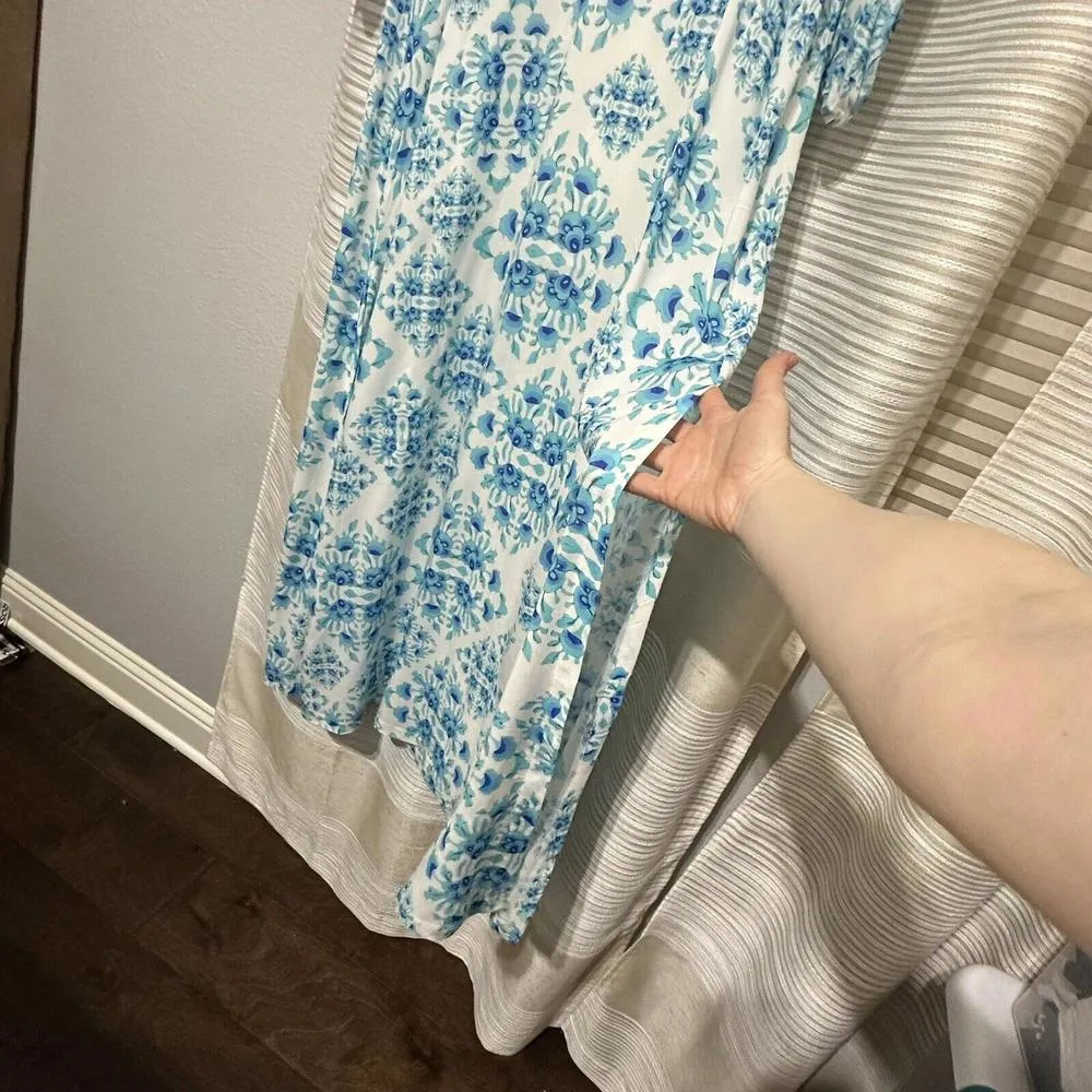 Luli Fama Maxi Dress Sky Blue & White Sz S Small Beach Wear MSRP $208 - Image 5