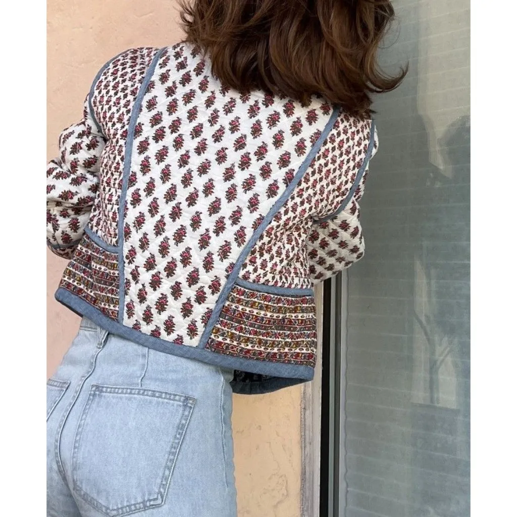 VERONICA BEARD Kamila Reversible Cotton Jacket in Cream Multi Size Large - Image 11