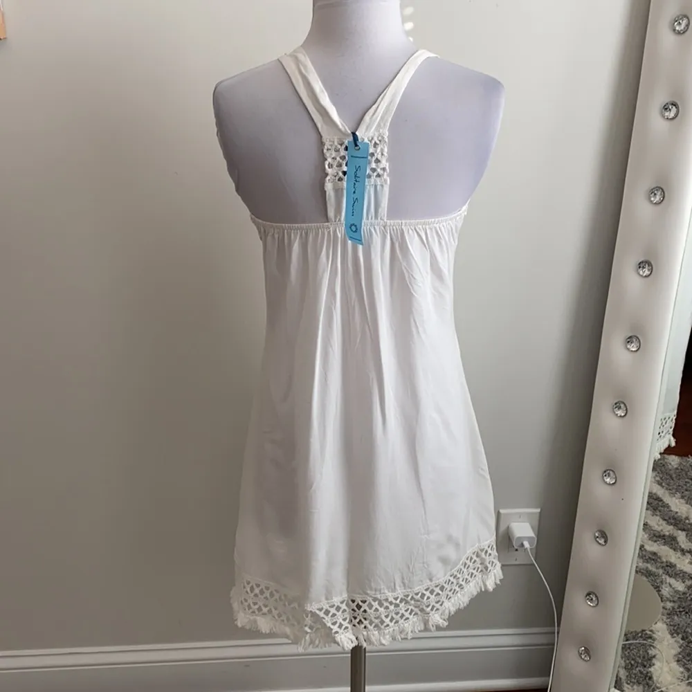 Solitaire Swim White Crochet Trim Cover Up Dress - Image 2