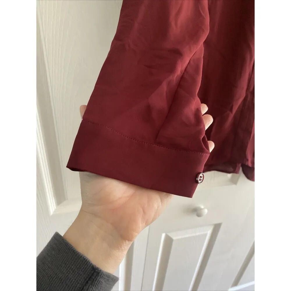 Eloquii Burgundy Semi Sheer Career Blouse Size 20‎ Long Sleeve - Image 5