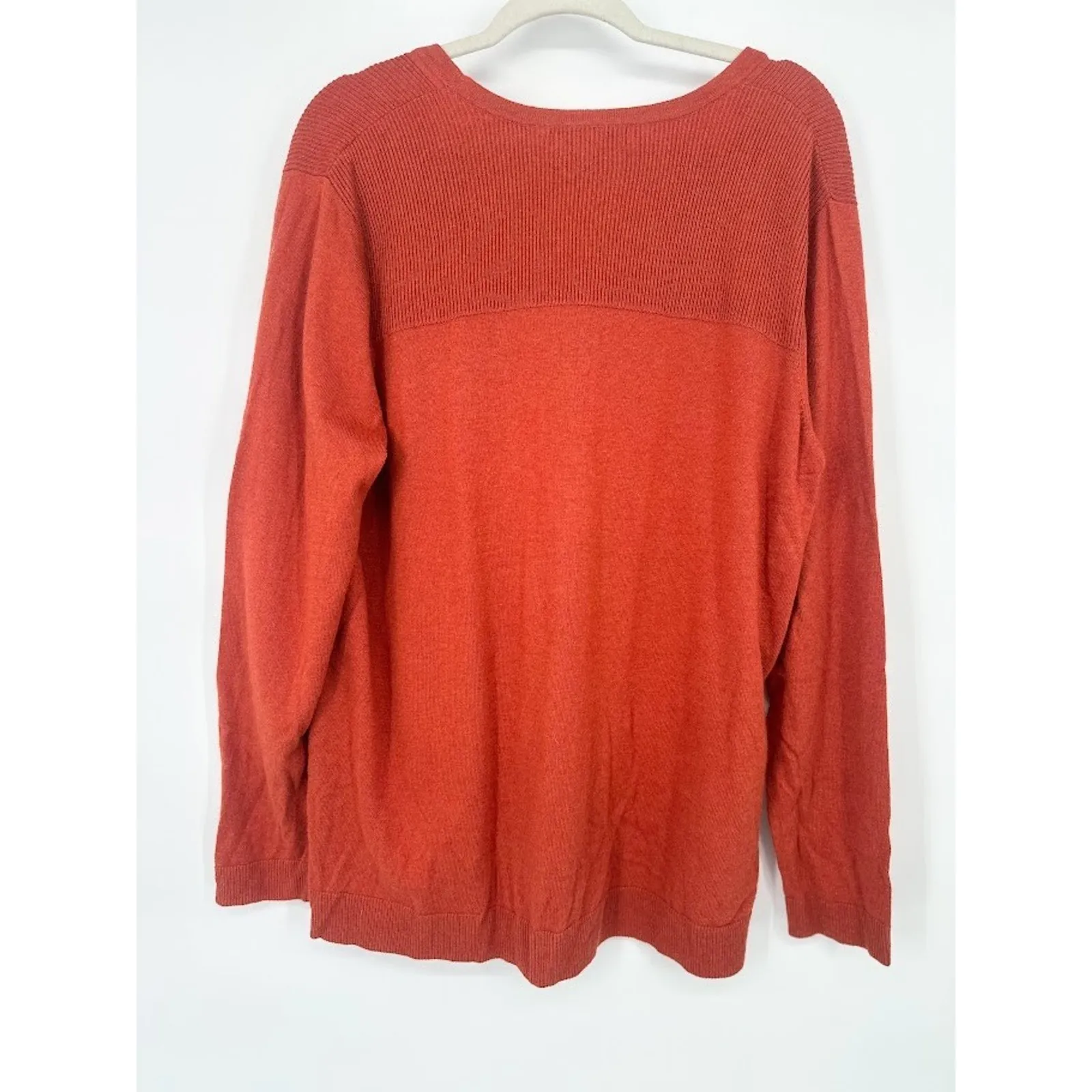 Eddie Bauer Lambswool Wool Blend Cardigan Orange Sweater Womens Size XXL Preppy - Image 3