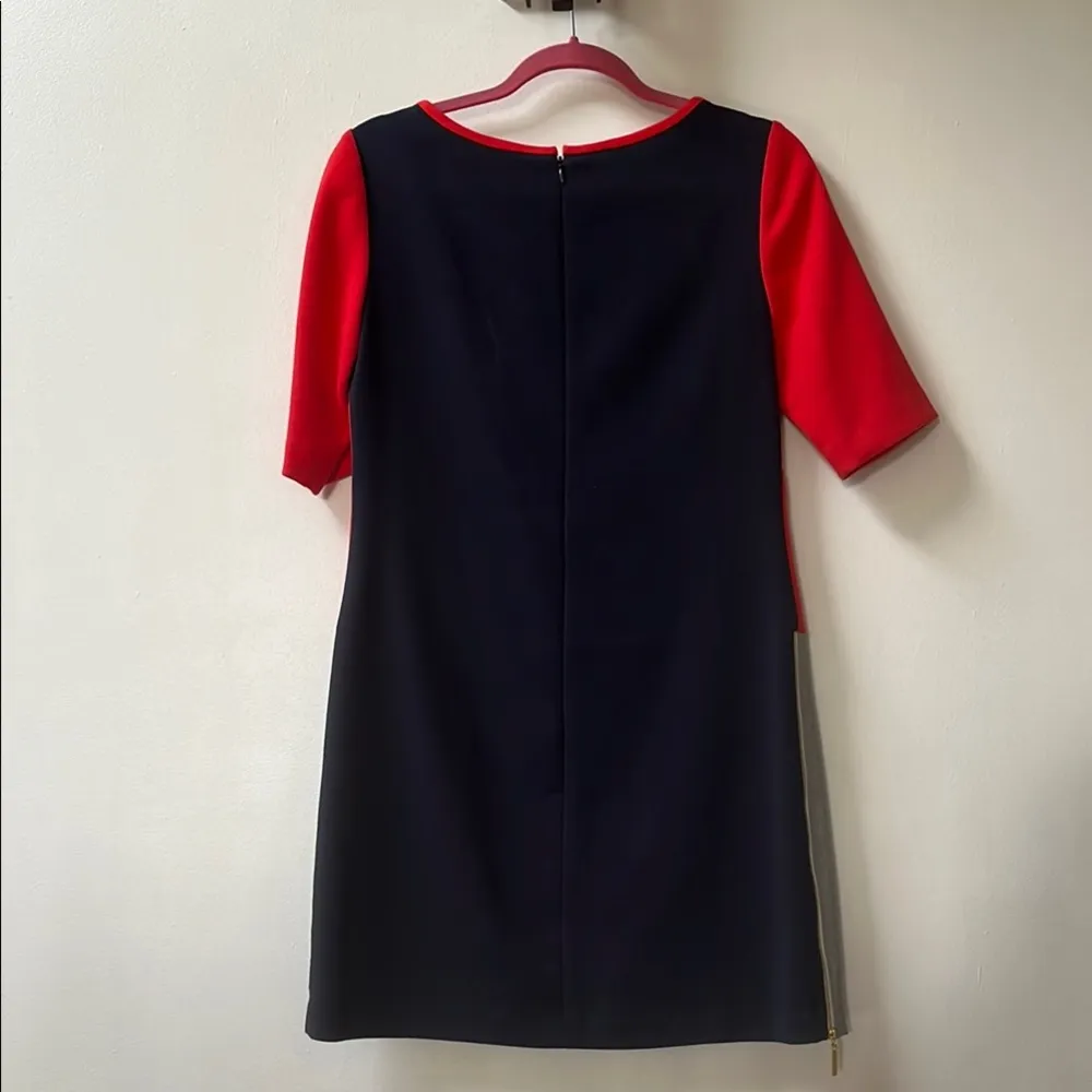 Eliza J | Colorblock Shift Dress Elegant Red and Gray Navy Size 6 - Image 3