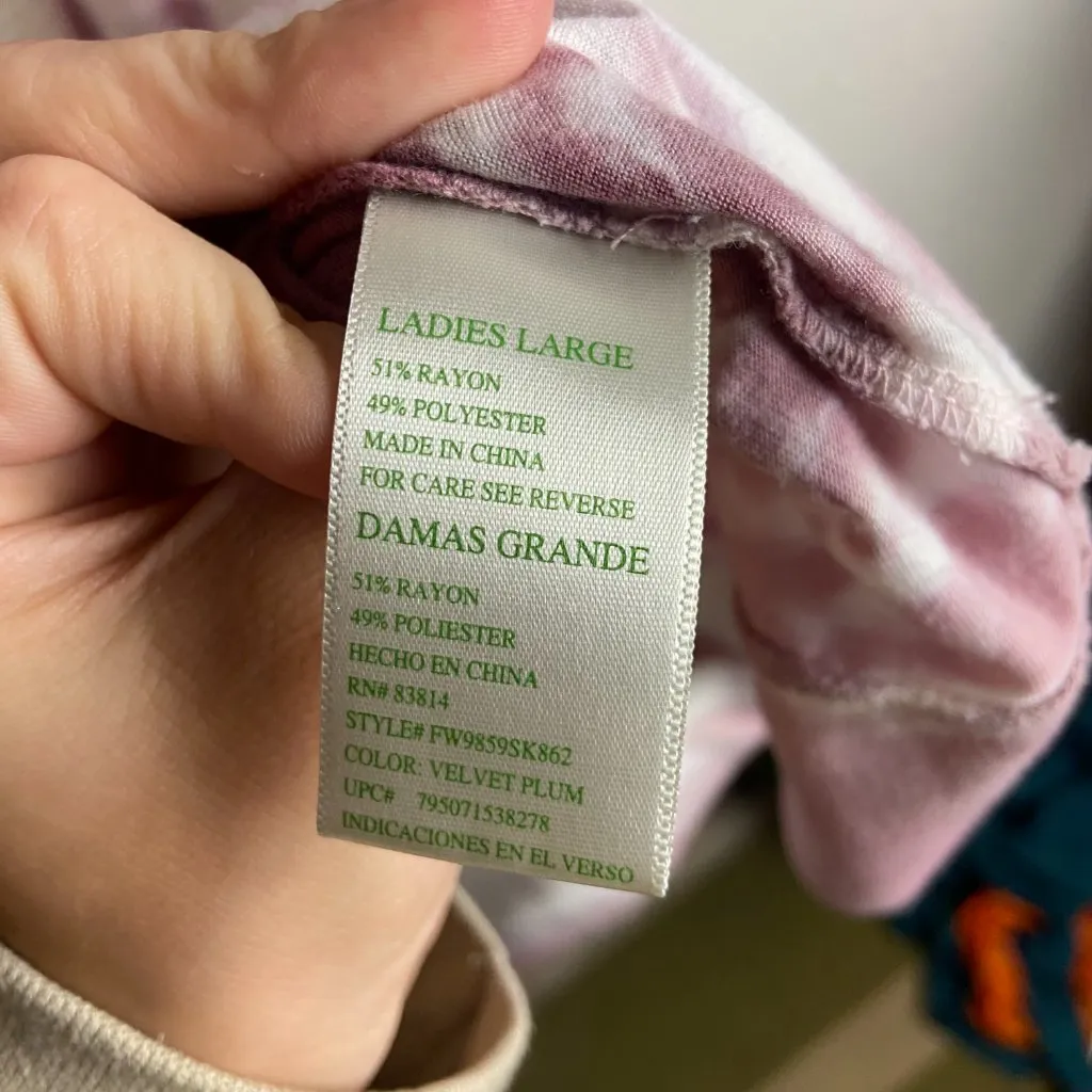 Green Tea Size Large Pink White Tie Dye High Low Tee Soft Casual Oversized Boho - Image 3