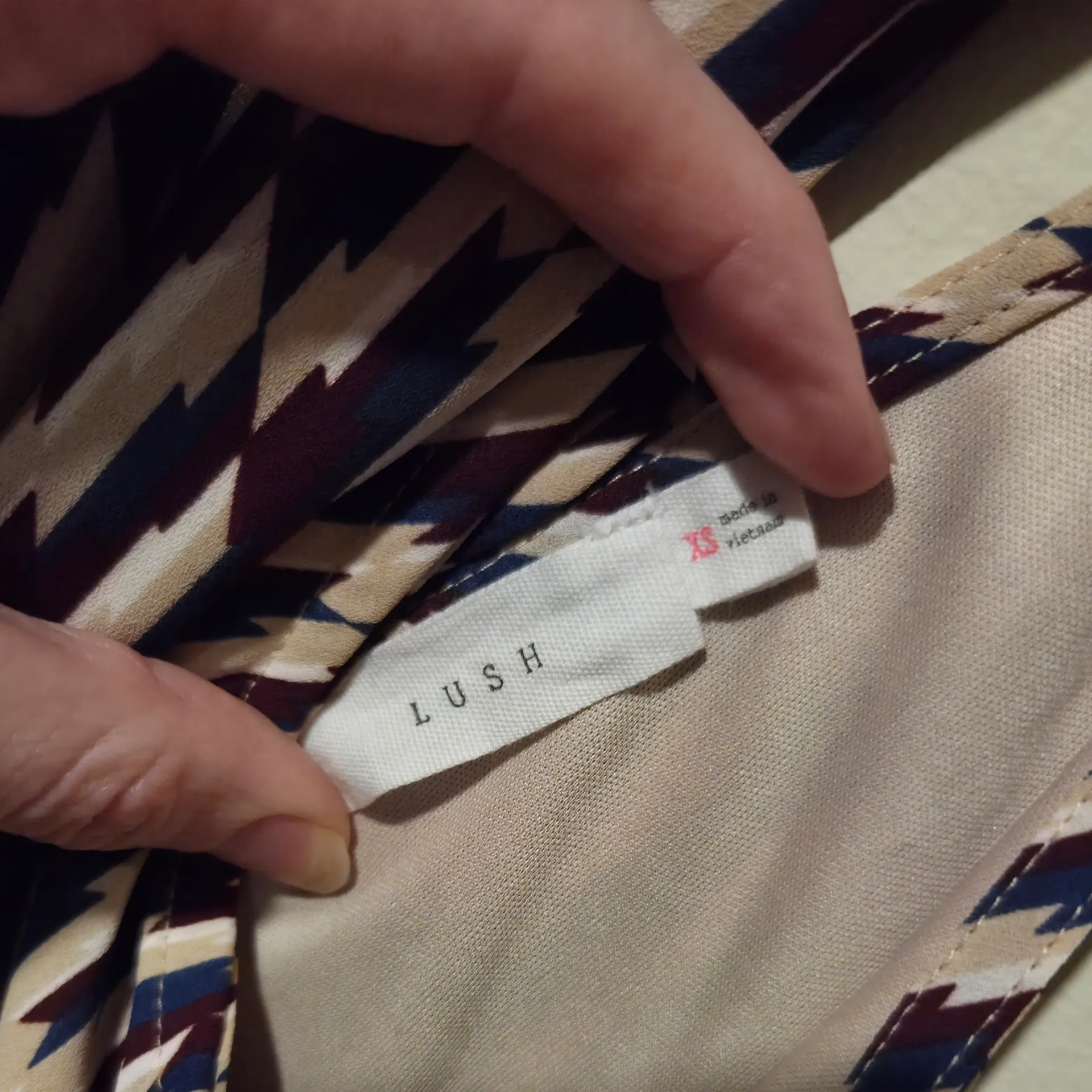 Lush Purple Navy and Cream Zigzag Racerback Dress XS - Image 5