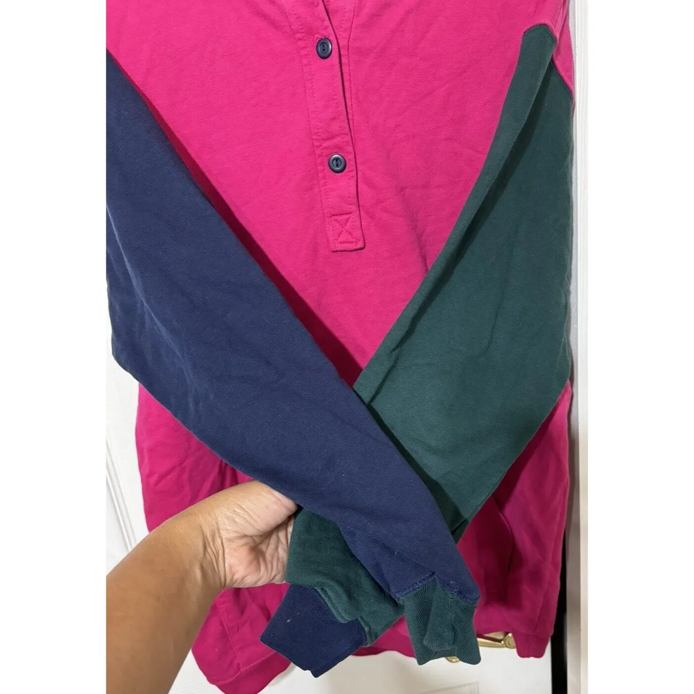 VTG Women Retro 90's Paris Sport Club pullover‎  Hoodie Color Block-L - Image 3