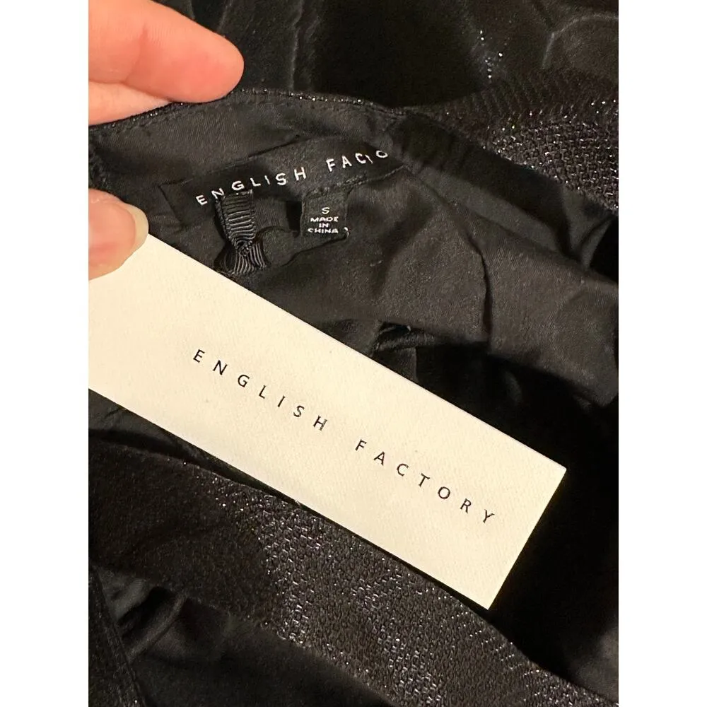 English Factory Dressy Black Tank Top Sz Small NWT Sparkle Ruffled Tulle Bottom - Image 4