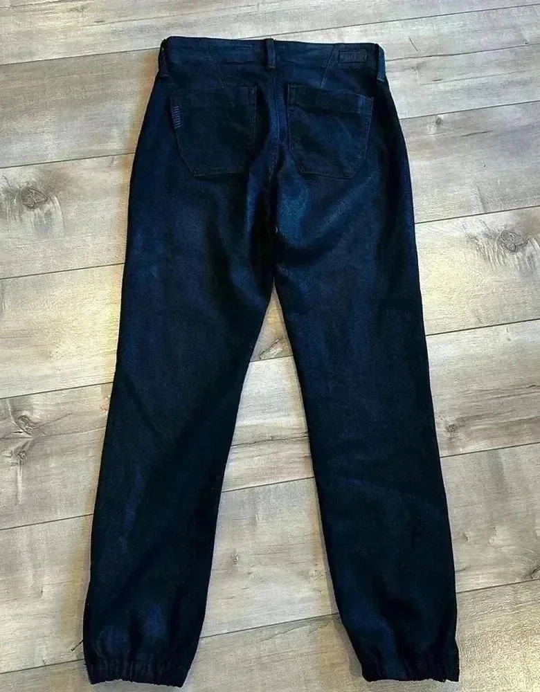 Paige Mayslie Jogger Pants in Black Fog Luxe Coated Sz 23 - Image 7