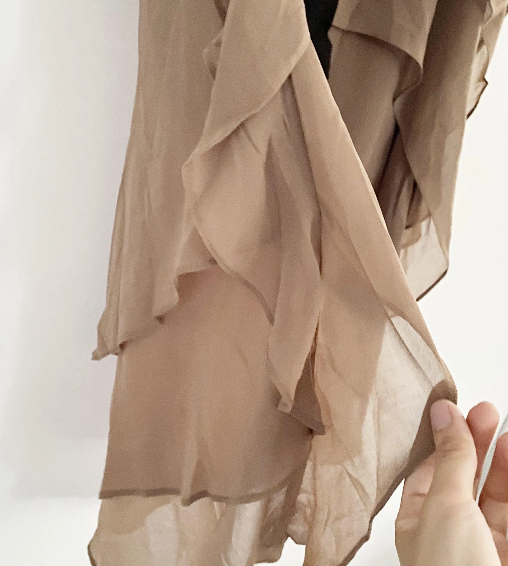 Layered Flowing Tie High Low Skirt Tan Size M - Image 3