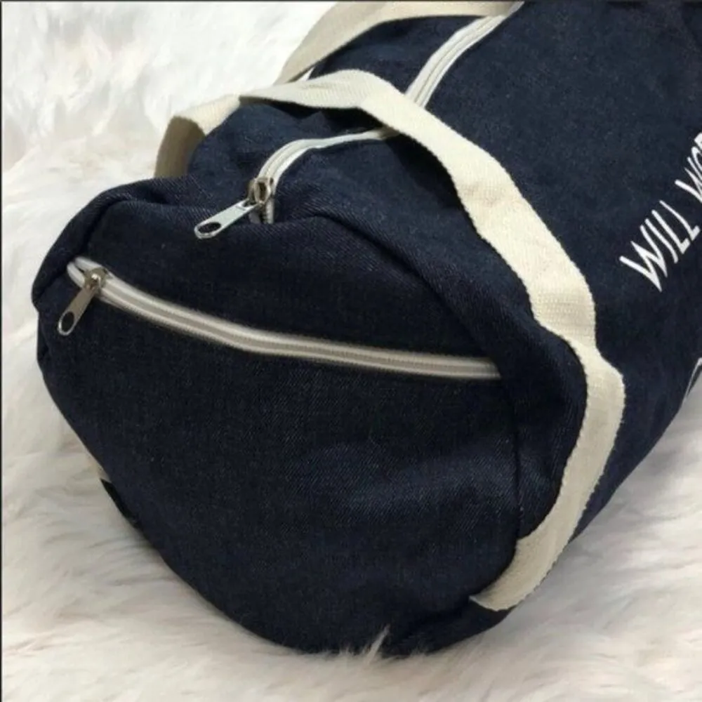 PRIVATE PARTY Will Workout For Cupcakes Denim Gym Duffle Bag Travel Purse - Image 6