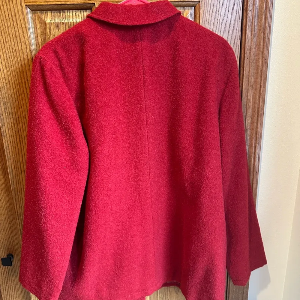 Vintage Harvé Benard Red Peacoat 100% Wool Coat Short Jacket Women’s Size 12 - Image 5