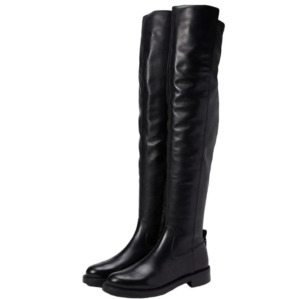 Sam Edelman Over The Knee Boots Size 7.5 Black Leather Narisa‎ Zip Up Block Heel - Image 10