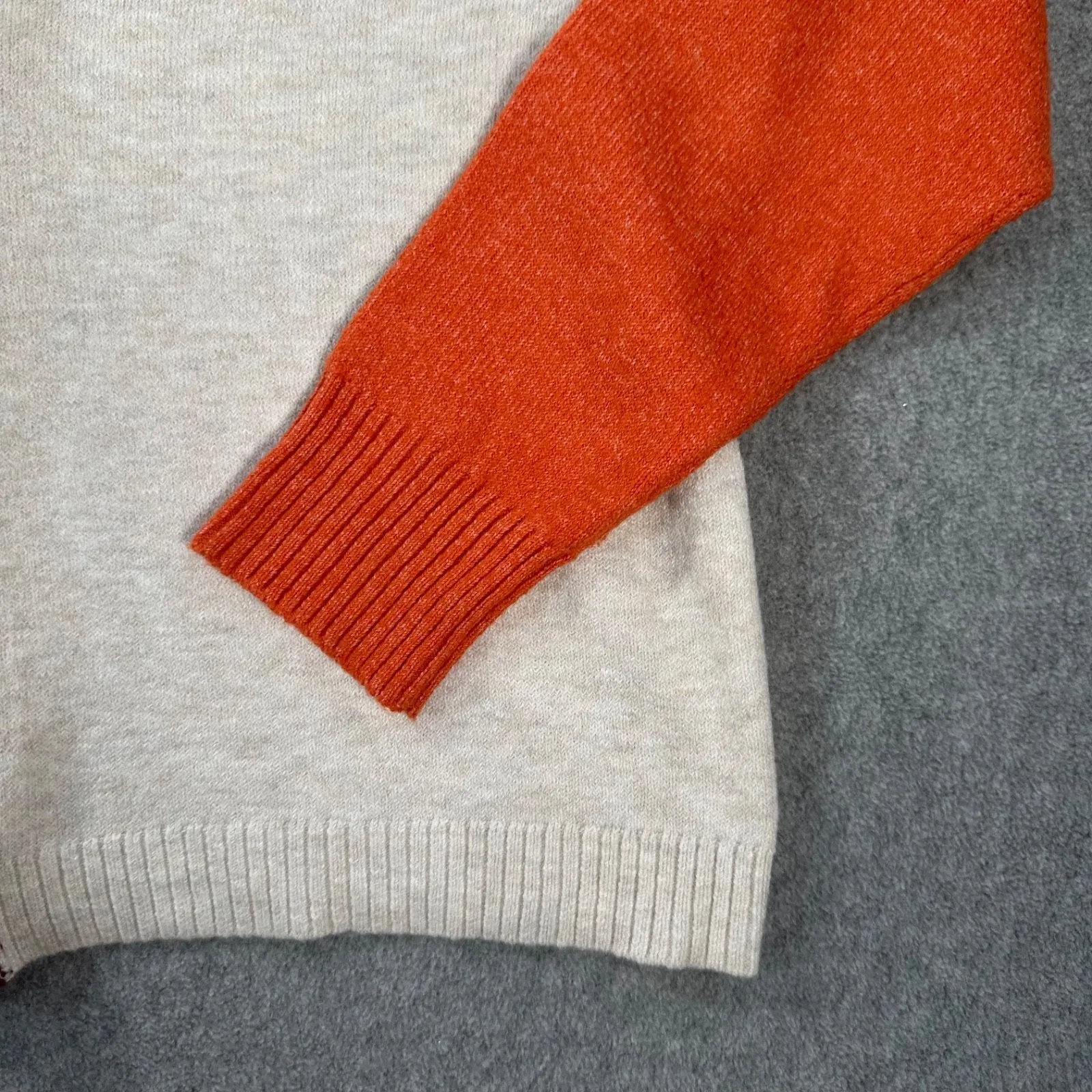 LOFT Colorblock Knit Cardigan Sweater Women's X-Small Button Front Burgundy - Image 2