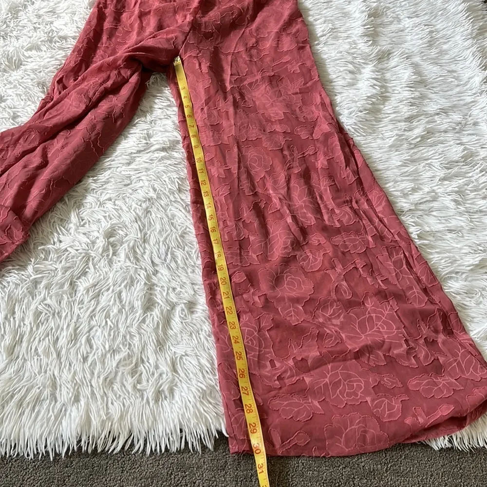 Lulus Lovely Celebration Floral Burnout Chiffon Jumpsuit deep Rose size Medium - Image 6